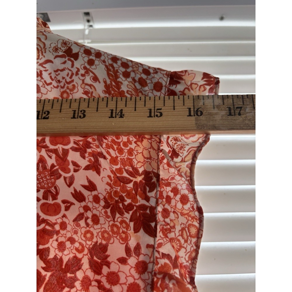 Cynthia Rowley Sleeveless Bohemian Ruffle Trimmed Blouse Sz XL Romantic Red/Org - Picture 8 of 8
